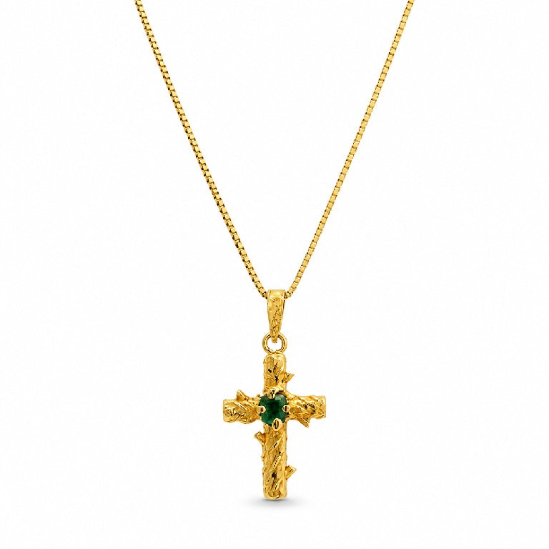 Pingente cruz esmeralda