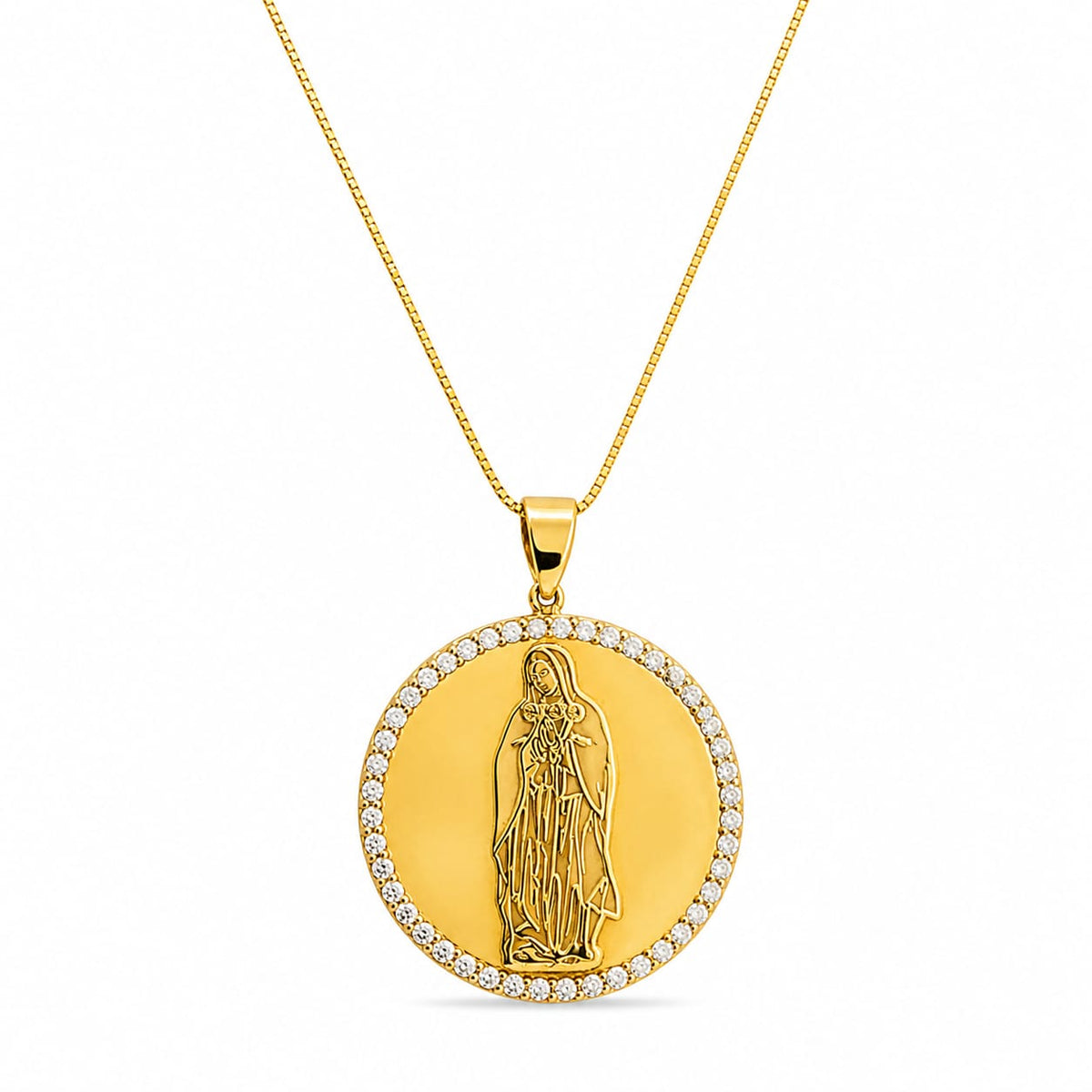 Pingente Medalha com safira branca