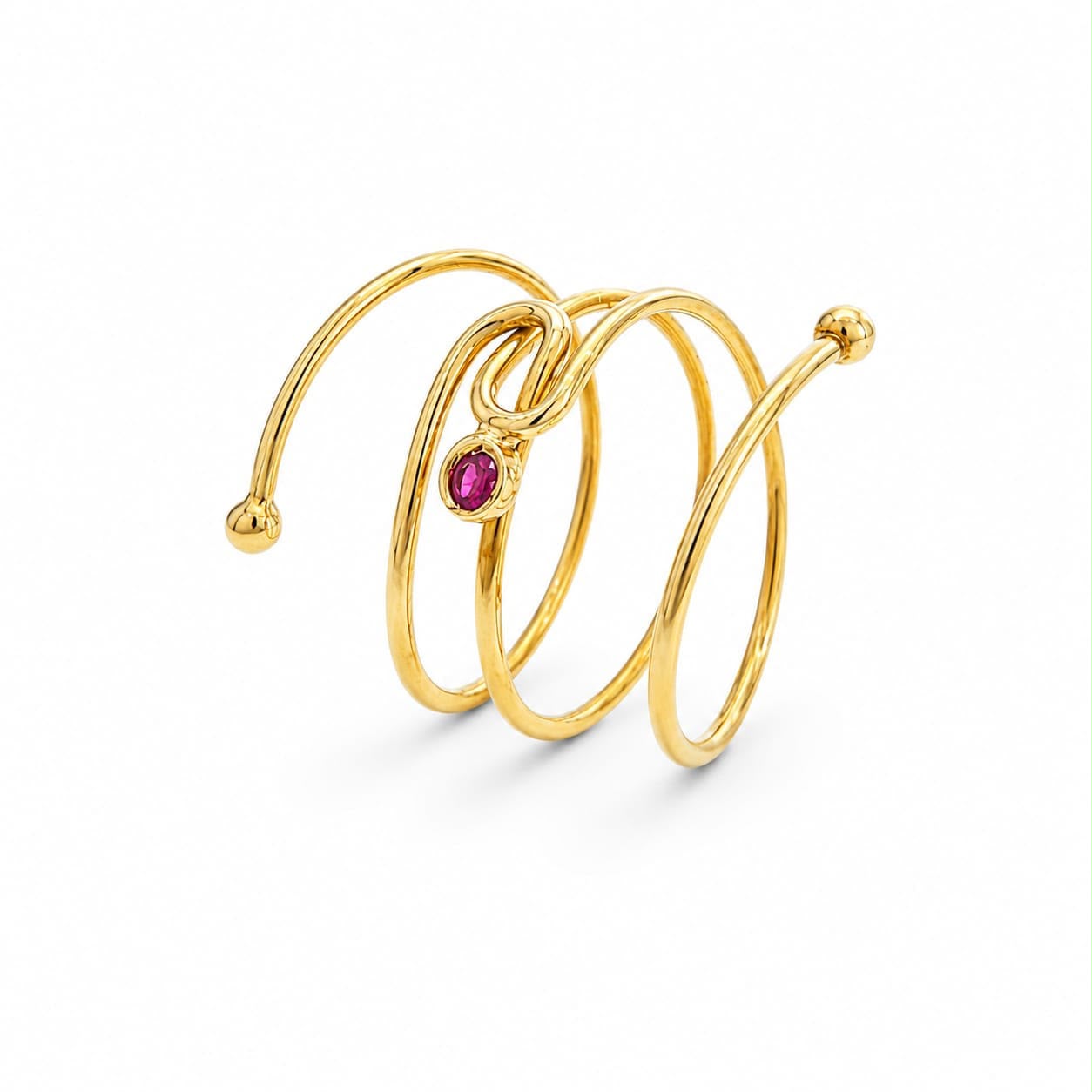 Anel espiral rubi